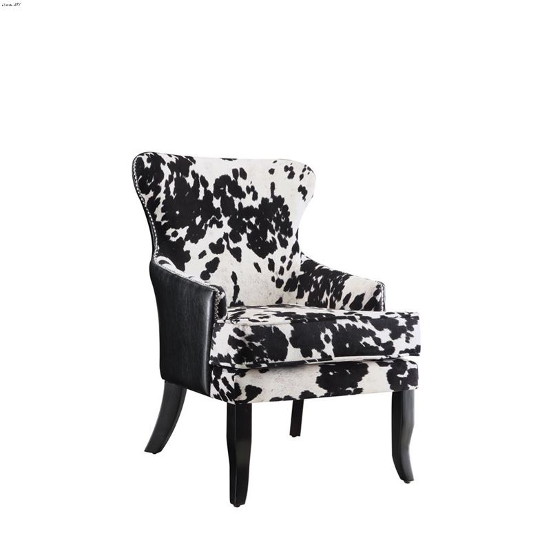 Trea Black and White Cowhide Pattern Accent Chair