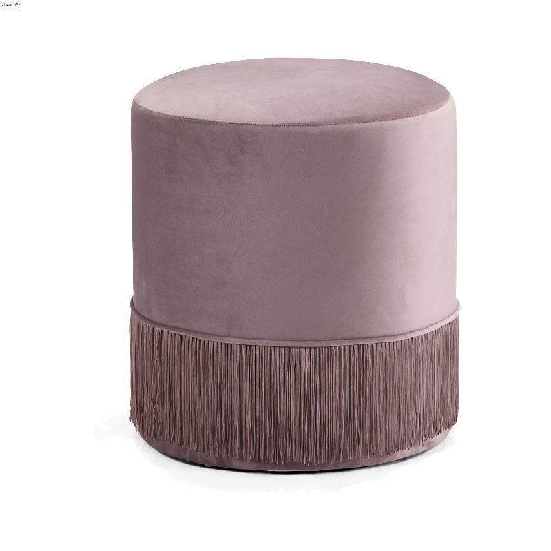 Teddy Pink Velvet Upholstered Ottoman/Stool