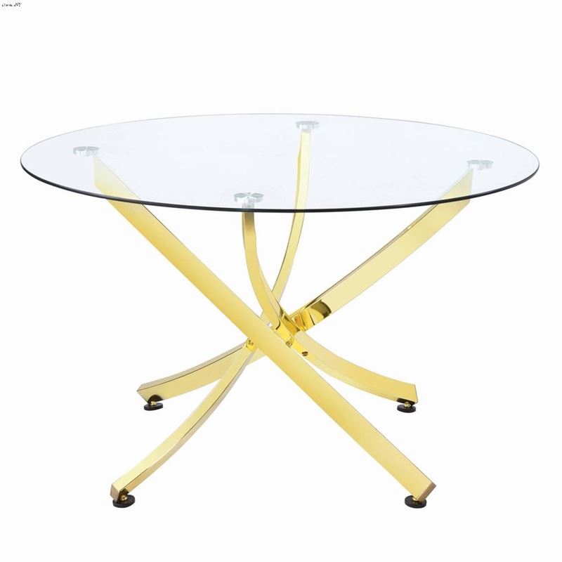 Chanel Round 46 inch Glass Dining Table Gold Base