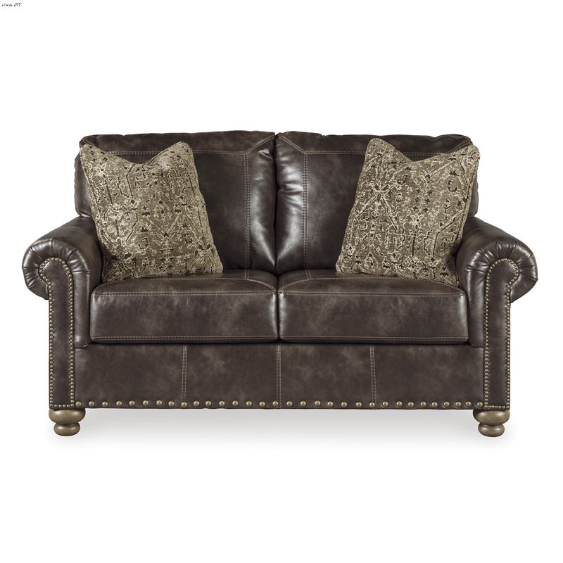 Nicorvo Coffee Faux Leather Loveseat 80505