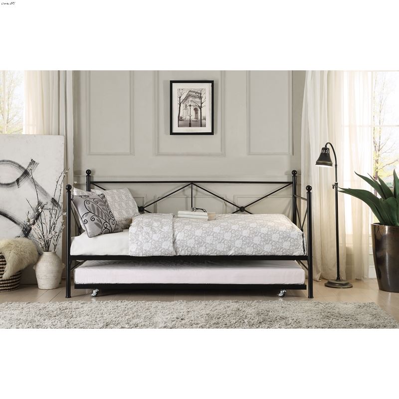 Jones Black Metal Daybed with Trundle 4964BK-NT by