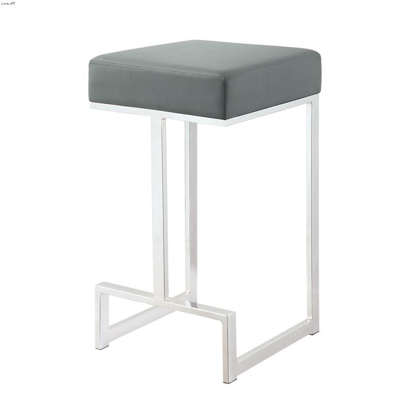 Modern Grey Leatherette Square Counter High Stool
