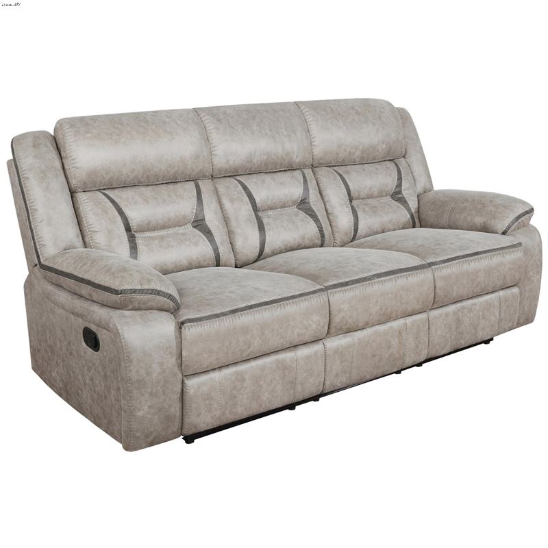 Greer Taupe Leatherette Reclining Sofa 651351