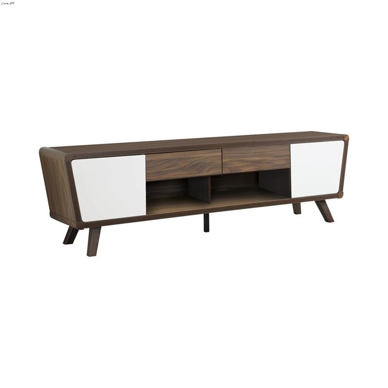 Contemporary 74 inch Walnut and White 2 Drawer TV