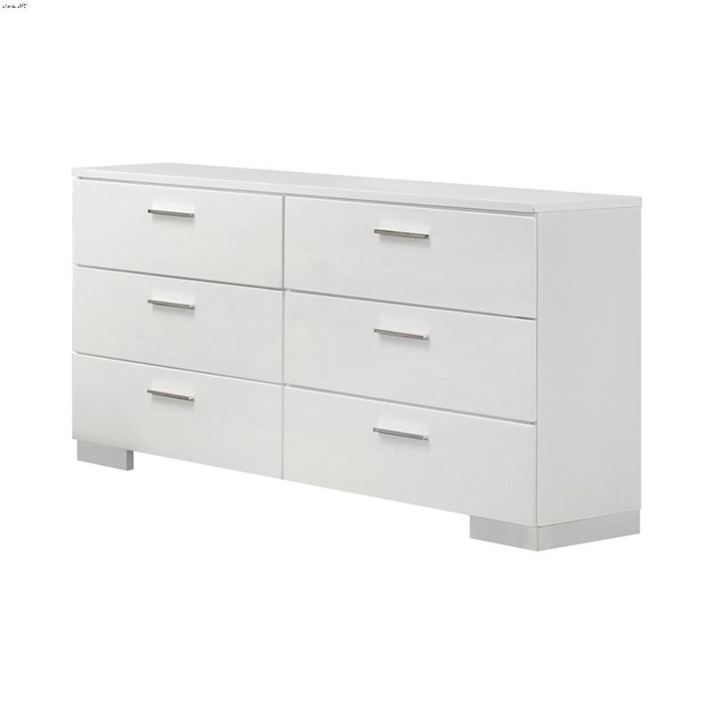 Felicity Glossy White 6 Drawer Dresser 203503