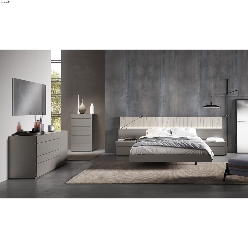 The Porto Premium 5pc King Bedroom Set in Grey by