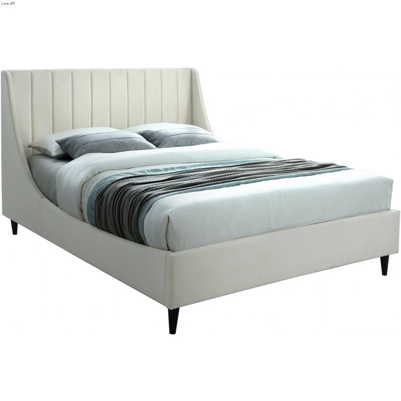 Eva Cream Velvet Upholstered Bed