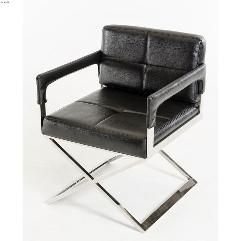 Kubrick Black Bonded Leather Accent Chair