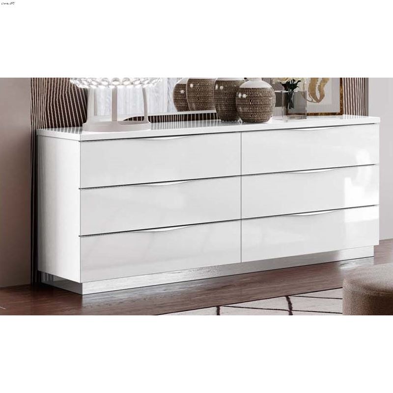 Onda Modern White 6 Drawer Double Dresser by Camel