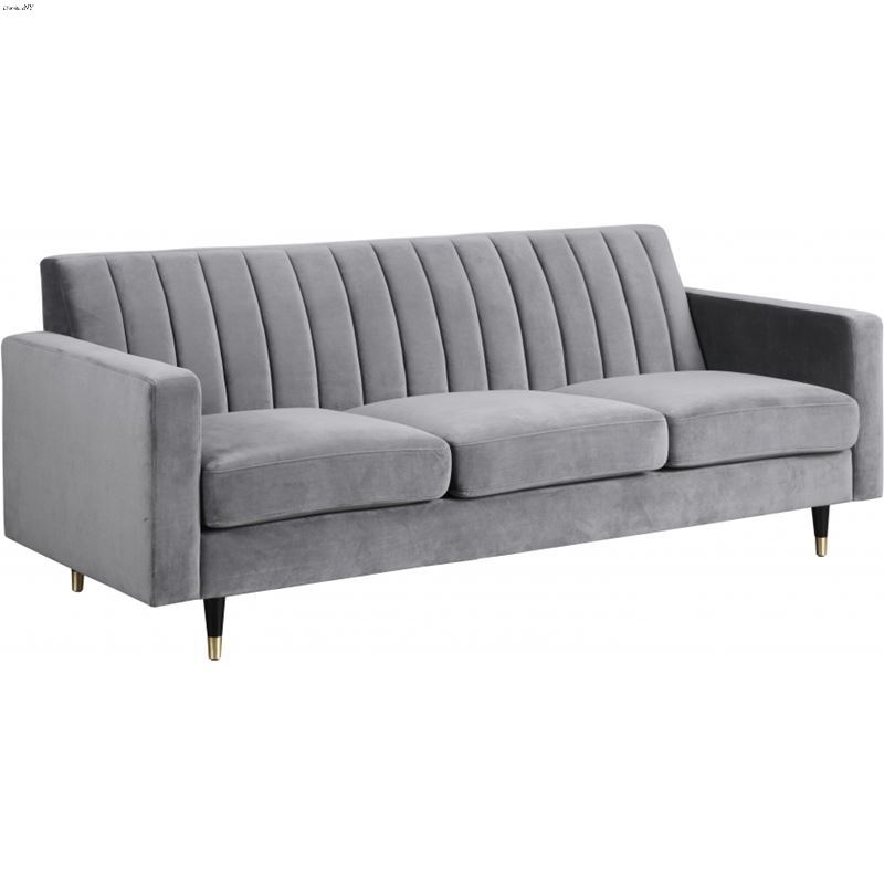 Lola Grey Velvet Tufted Sofa