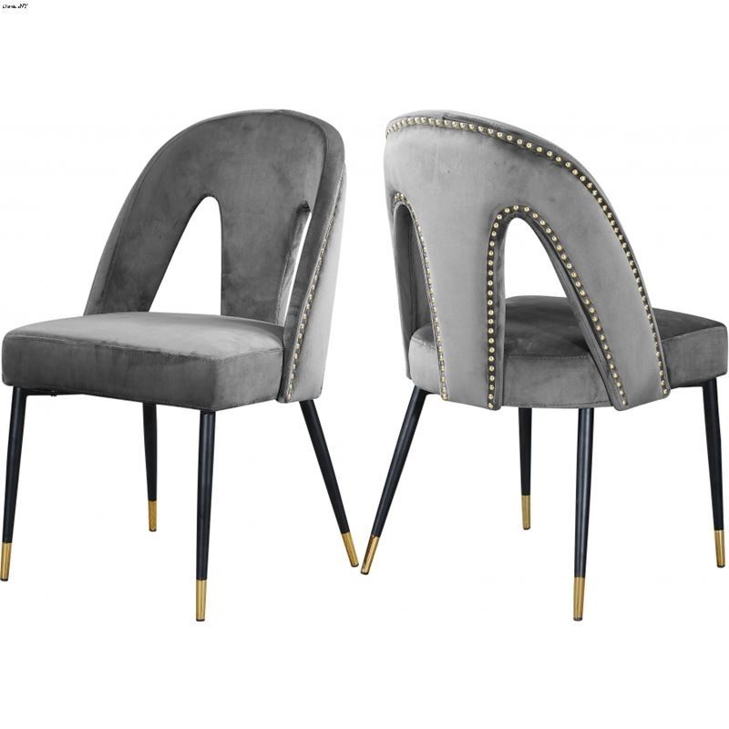 Akoya Grey Upholstered Velvet Dining Chair - Set of 2