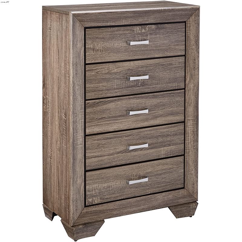 Kauffman Washed Taupe 5 Drawer Chest 204195