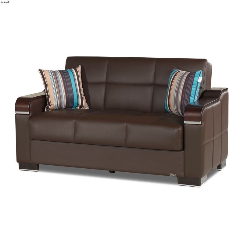 Uptown Brown Leatherette Loveseat