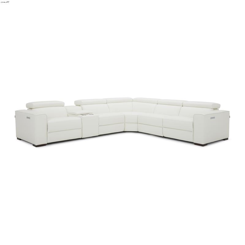 Picasso 6pc White Leather Power Reclining Sectiona