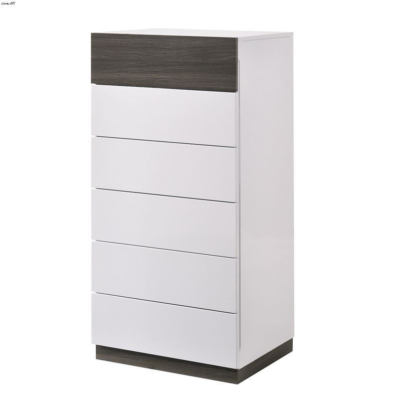 SanRemo White and Walnut 6 Drawer Chest