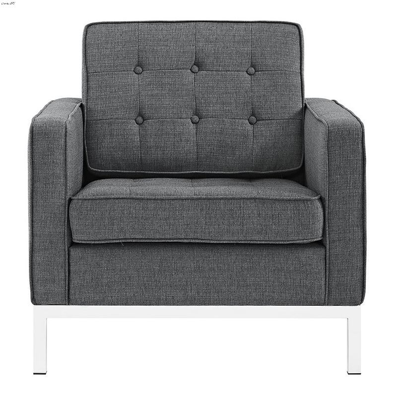 Loft Modern Grey Fabric Tufted Chair