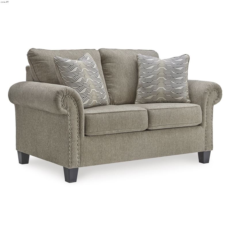 Shewsbury Pewter Fabric Rolled Arm Loveseat 47202