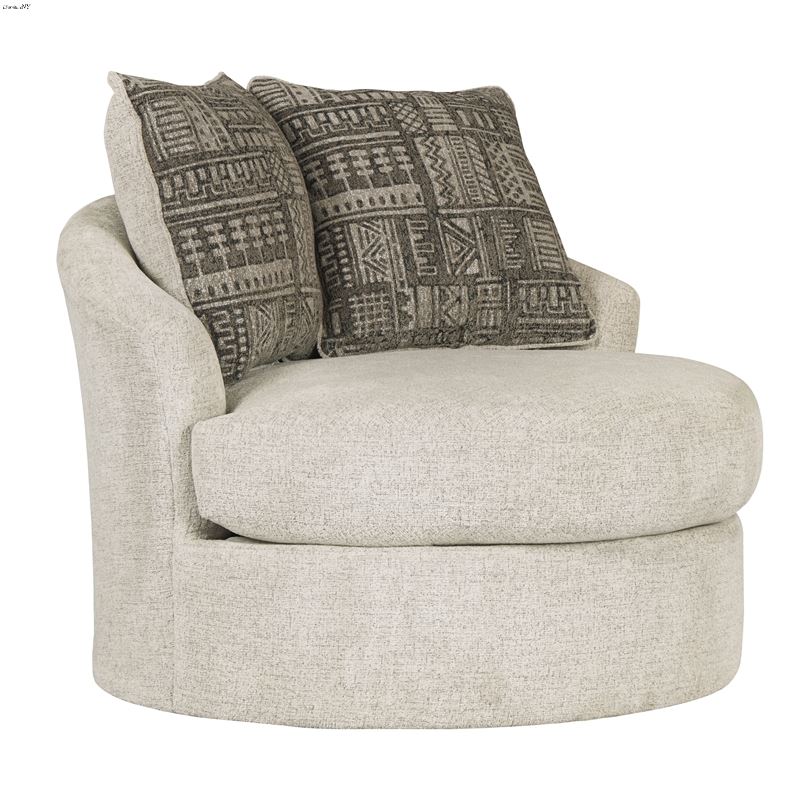 Soletren Stone Fabric Swivel Accent Chair 95104