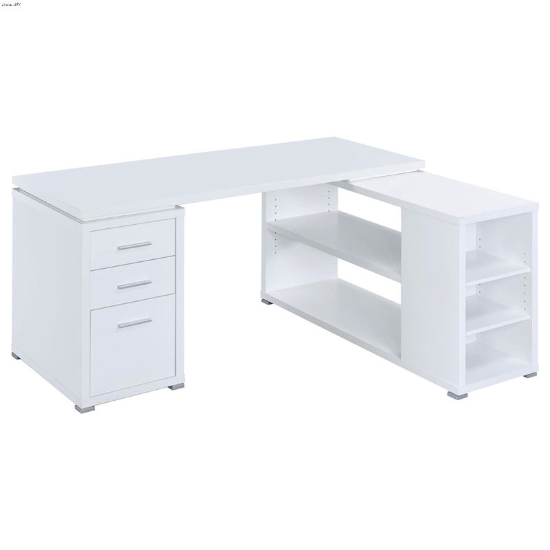 Yvette White Modern L-Shape Office Desk 800516