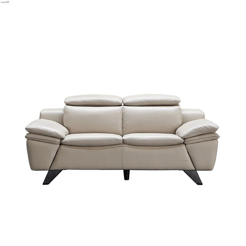 Modern 973 Light Grey Leather Love Seat Front