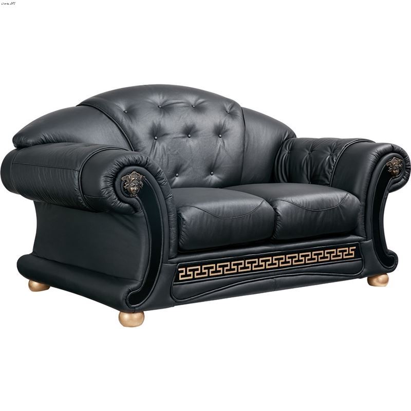 Apolo Tufted Black Leather Love Seat