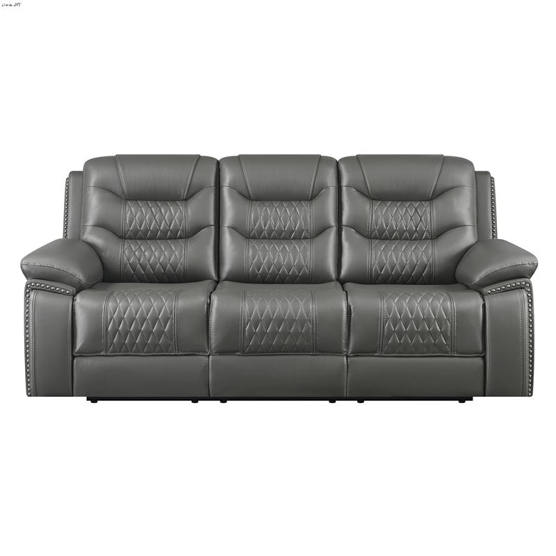 Flamenco Grey Reclining Sofa Tufted Upholstery 610