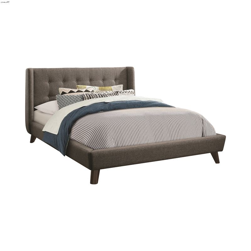 Carrington Grey Fabric Tufted Queen Bed 301061Q