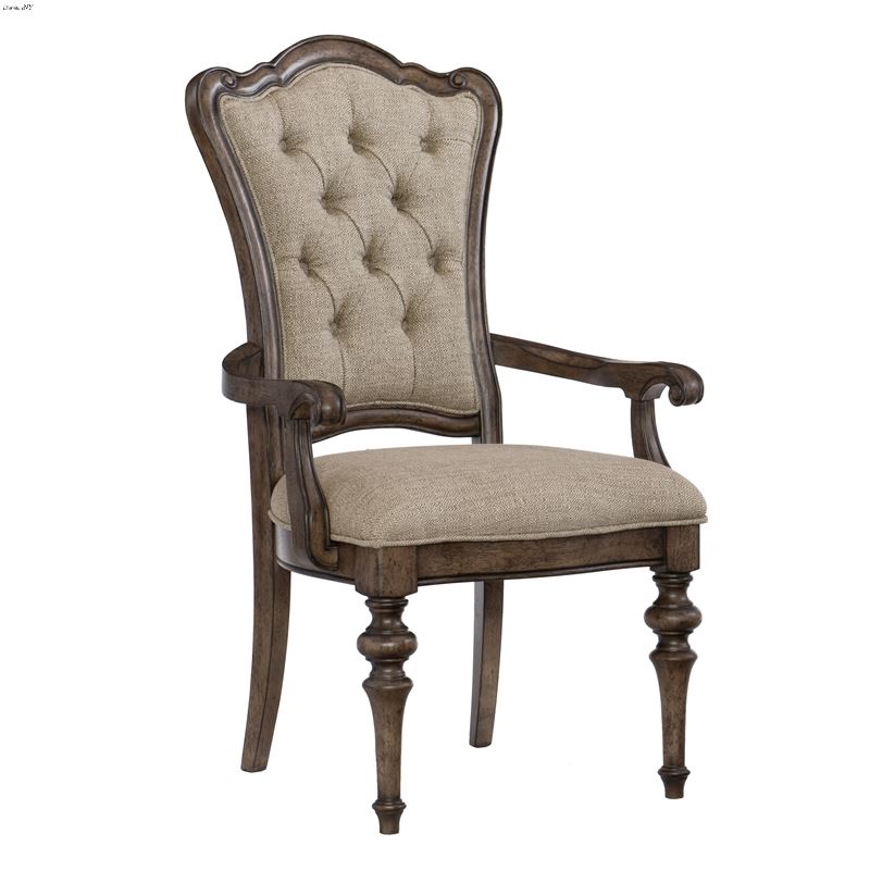 Heath Court Brown Oak Upholstered Dining Arm Chair