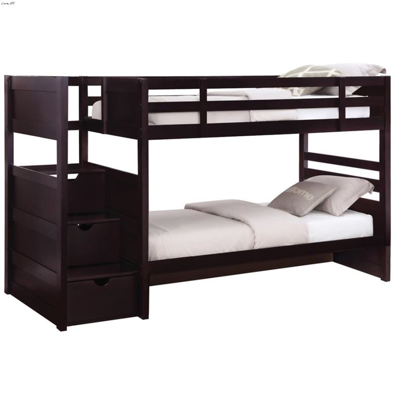 Elliott Twin over Twin Bunk Bed with Staircase 460