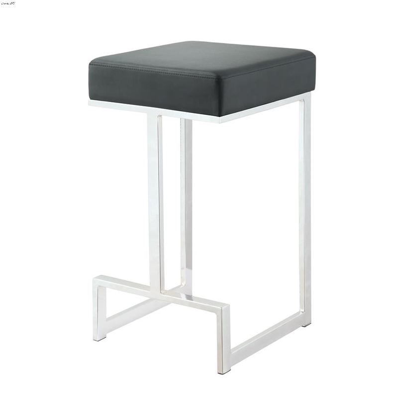 Modern Black Leatherette Square Counter High Stool