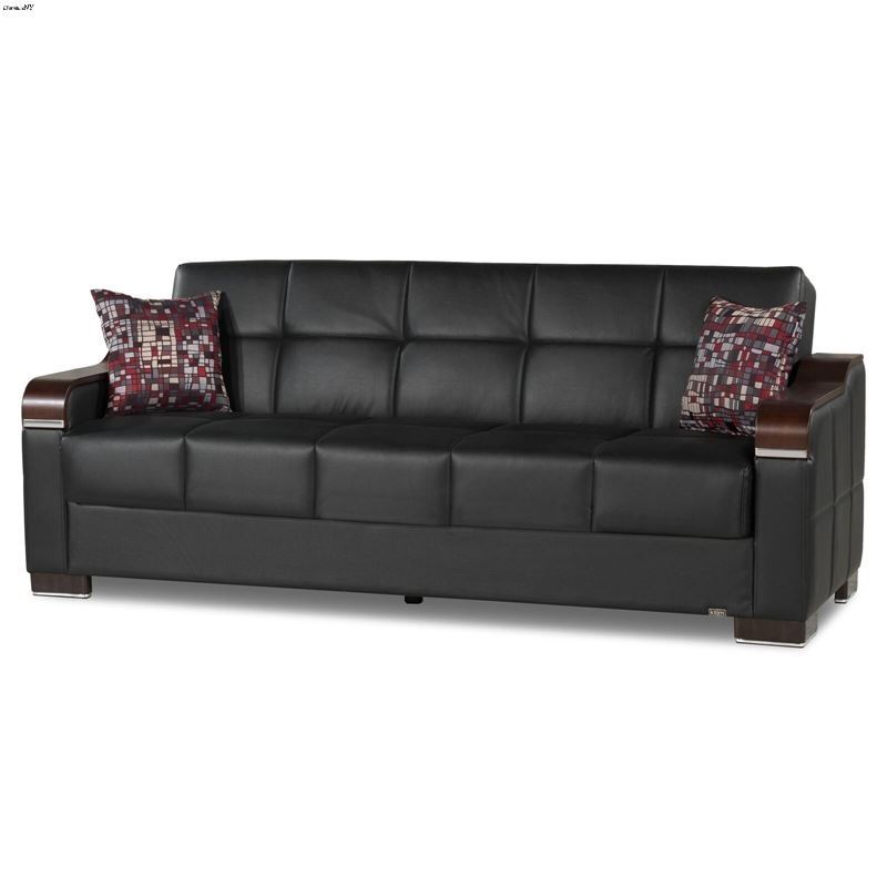 Uptown Black Leatherette Sofa Bed