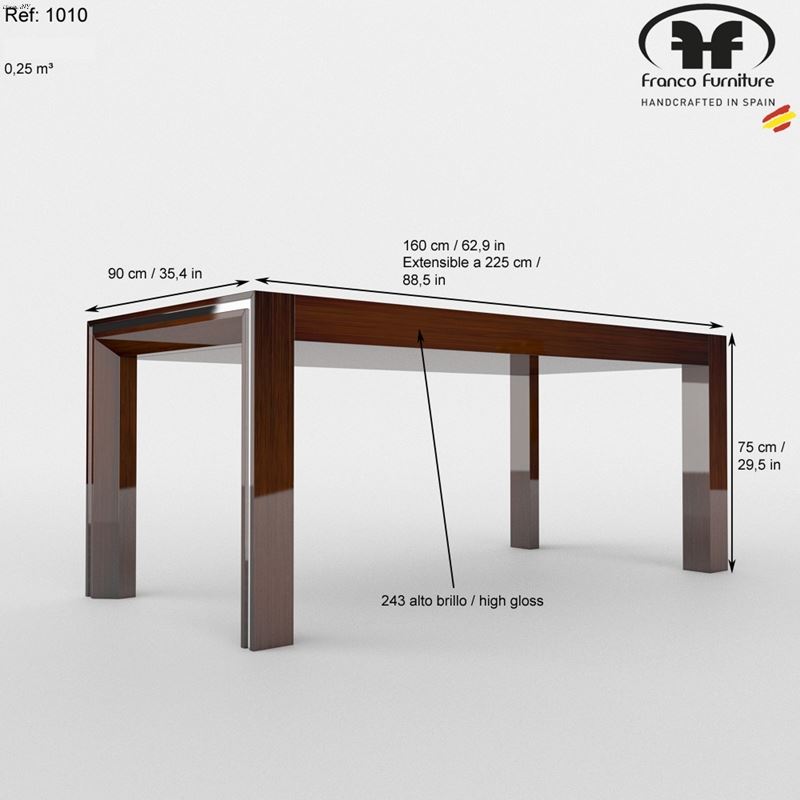 Carmen Walnut Lacquer Modern Dining Table by Franc