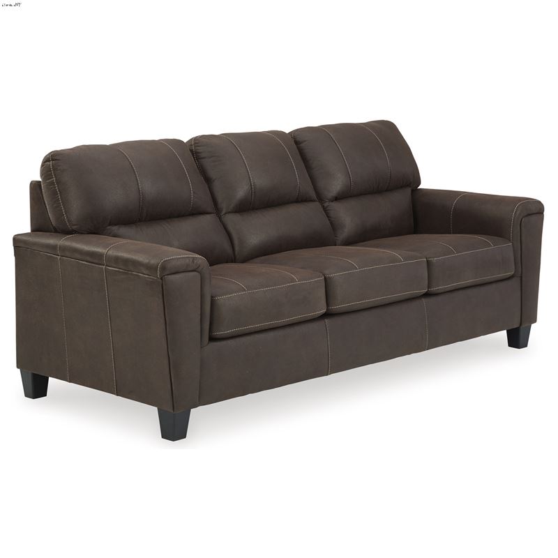 Navi Chestnut Faux Leather Queen Sofa Bed 94003 As