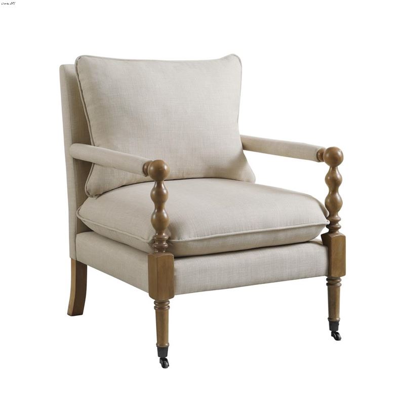 Monaghan Beige Accent Chair with Casters 903058