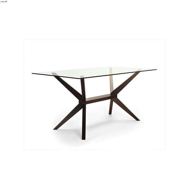 Greenwich 59" Glass Top Table With Rich Coffe