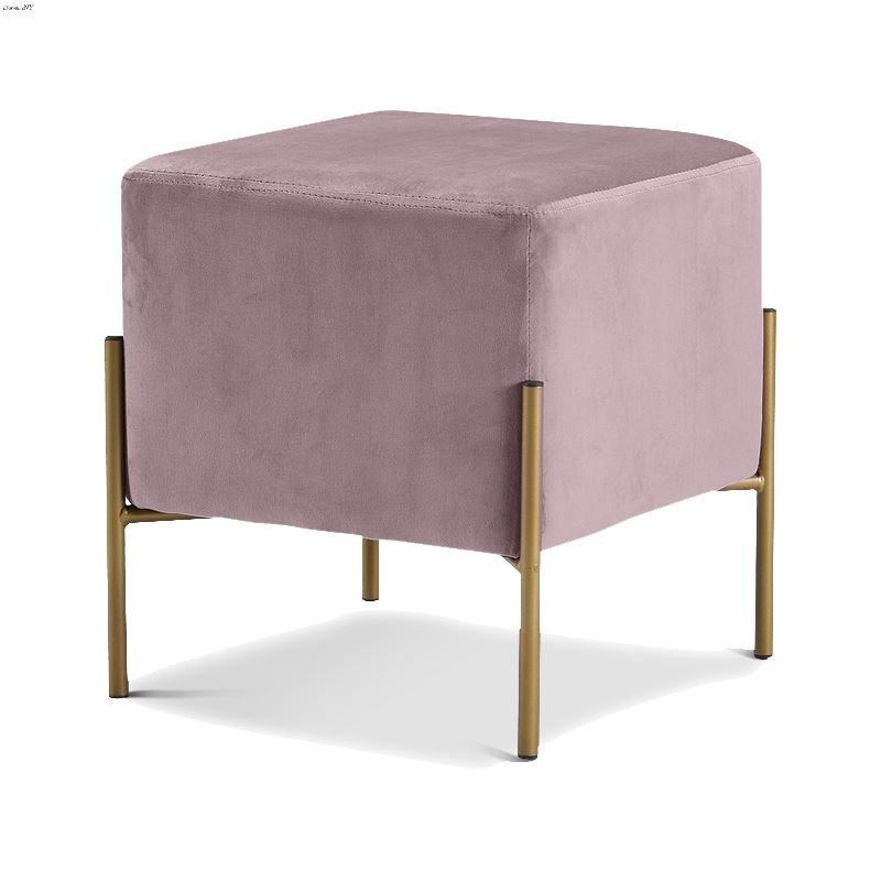 Isla Pink Velvet Upholstered Ottoman/Stool