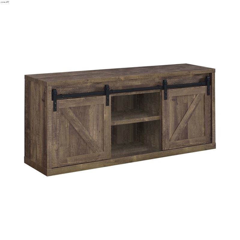 Rustic Oak 59 inch Sliding Barn Door TV Stand 7232