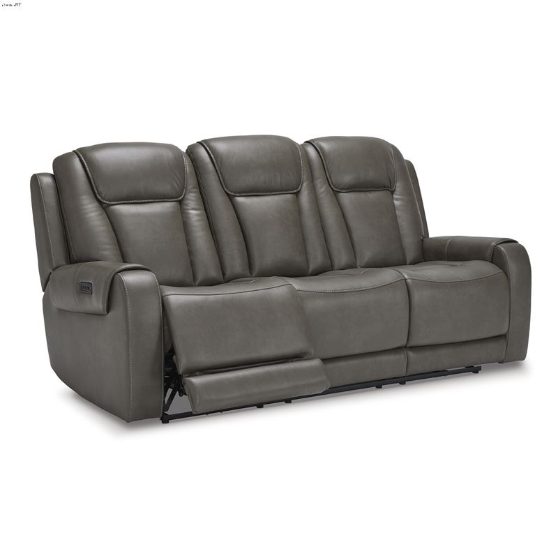 Card Player Smoke Faux Leather Power Reclining Sof