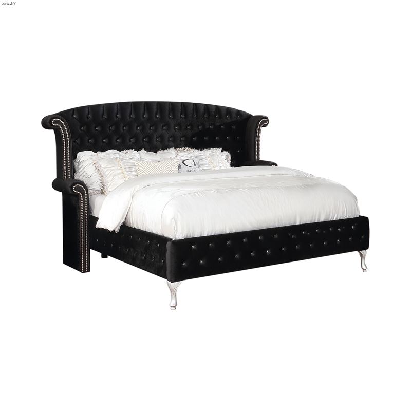 Deanna Black King Tufted Velvet Bed 206101KE