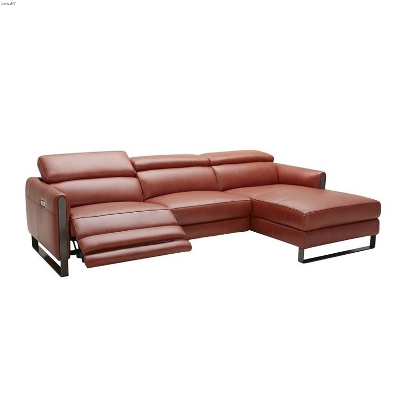 Nina Ochre Premium Leather Recliner Sectional by J