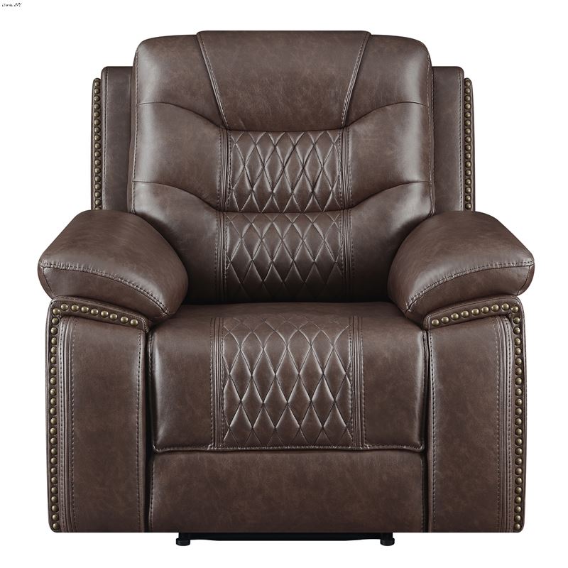 Flamenco Brown Reclining Chair Tufted Upholstery 6