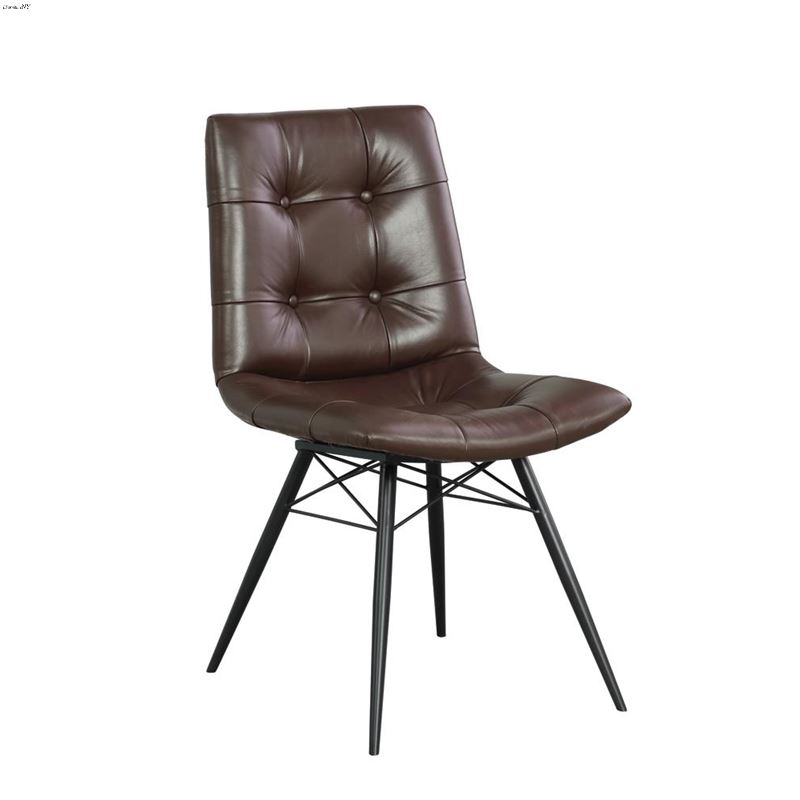 Brown Leatherette Tufted Dining Chair 107853 - Set