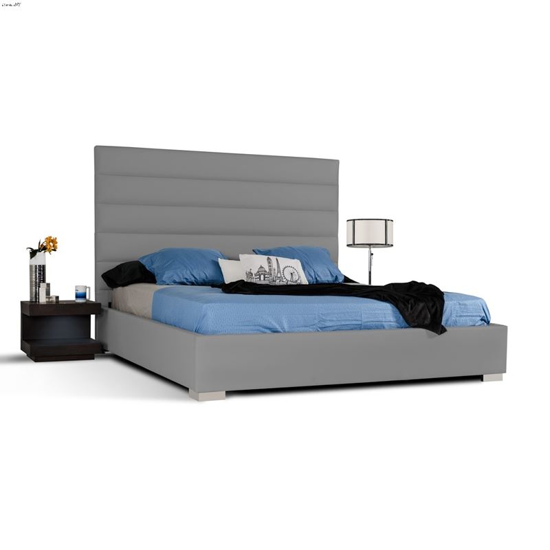 Kasia Modern Grey Leatherette Bed