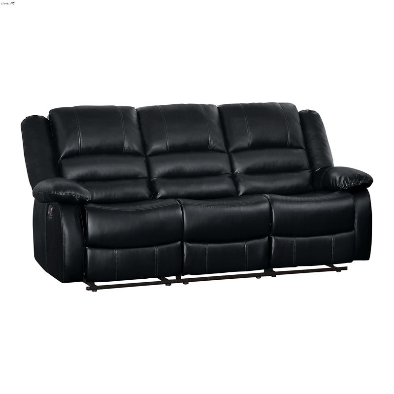 Jarita Black Faux Leather Reclining Sofa 8329BLK-3