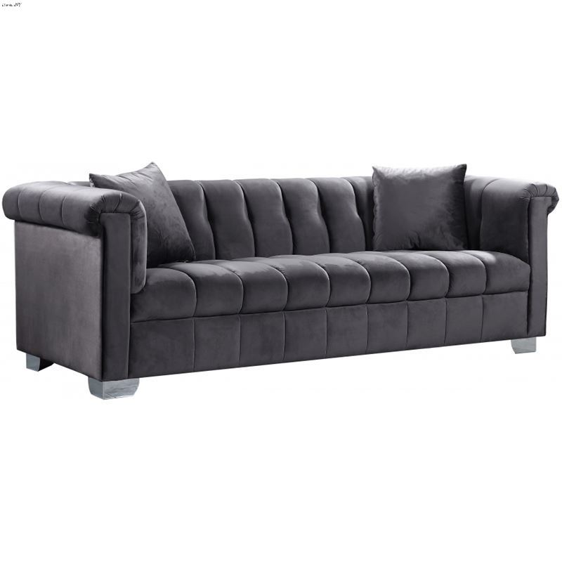 Kayla Grey Velvet Tufted Sofa