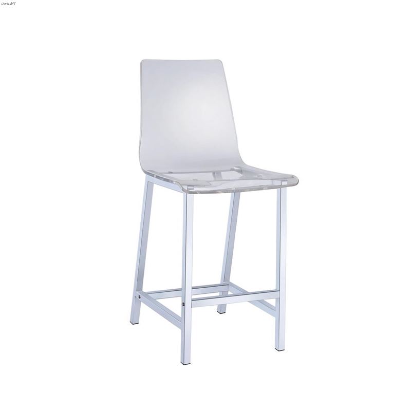 Clear Acrylic and Chrome Counter Height Stool 1002