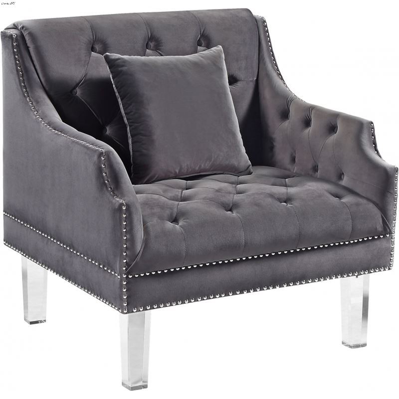 Roxy Grey Velvet Tufted Chair