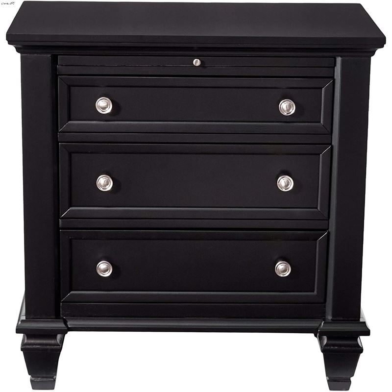 Sandy Beach Black 3 Drawer Nightstand 201322