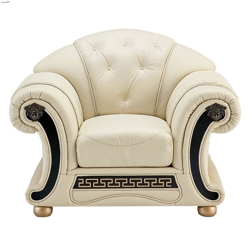 Apolo Tufted Ivory Leather Chair