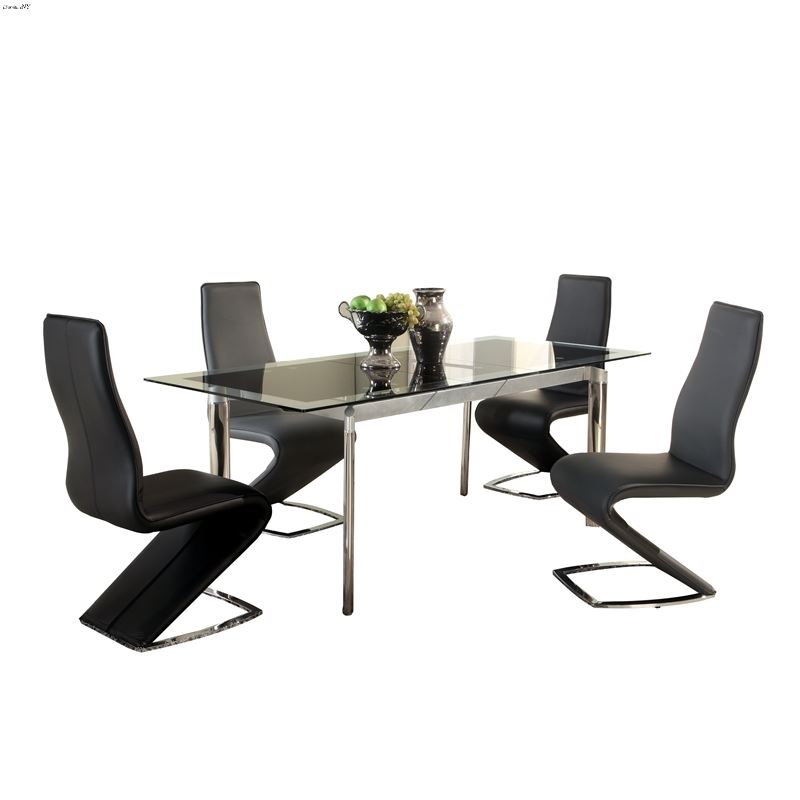 5pc Tara Extendable Glass Dining Table Set By Chin